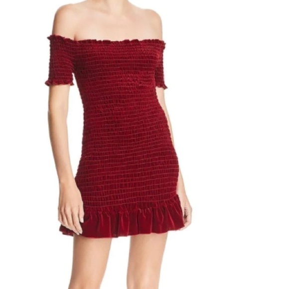 Nwt Aqua Womens Smocked Velvet Mini Dress - Picture 1 of 8